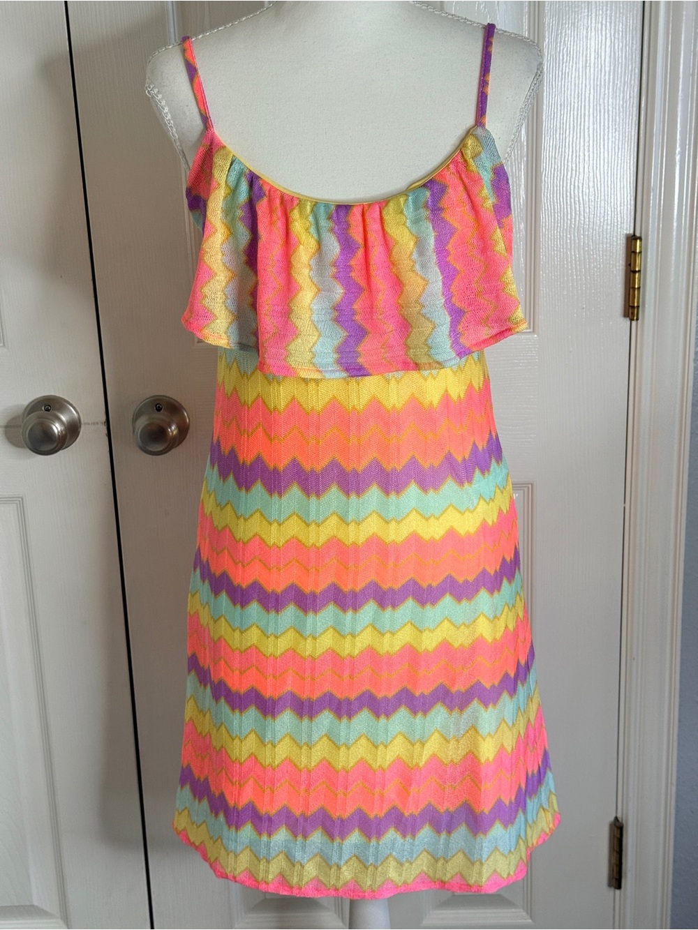 Lilly Pulitzer Laya Chevron Knit Flounce Dress S